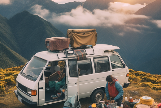 Van in mountains